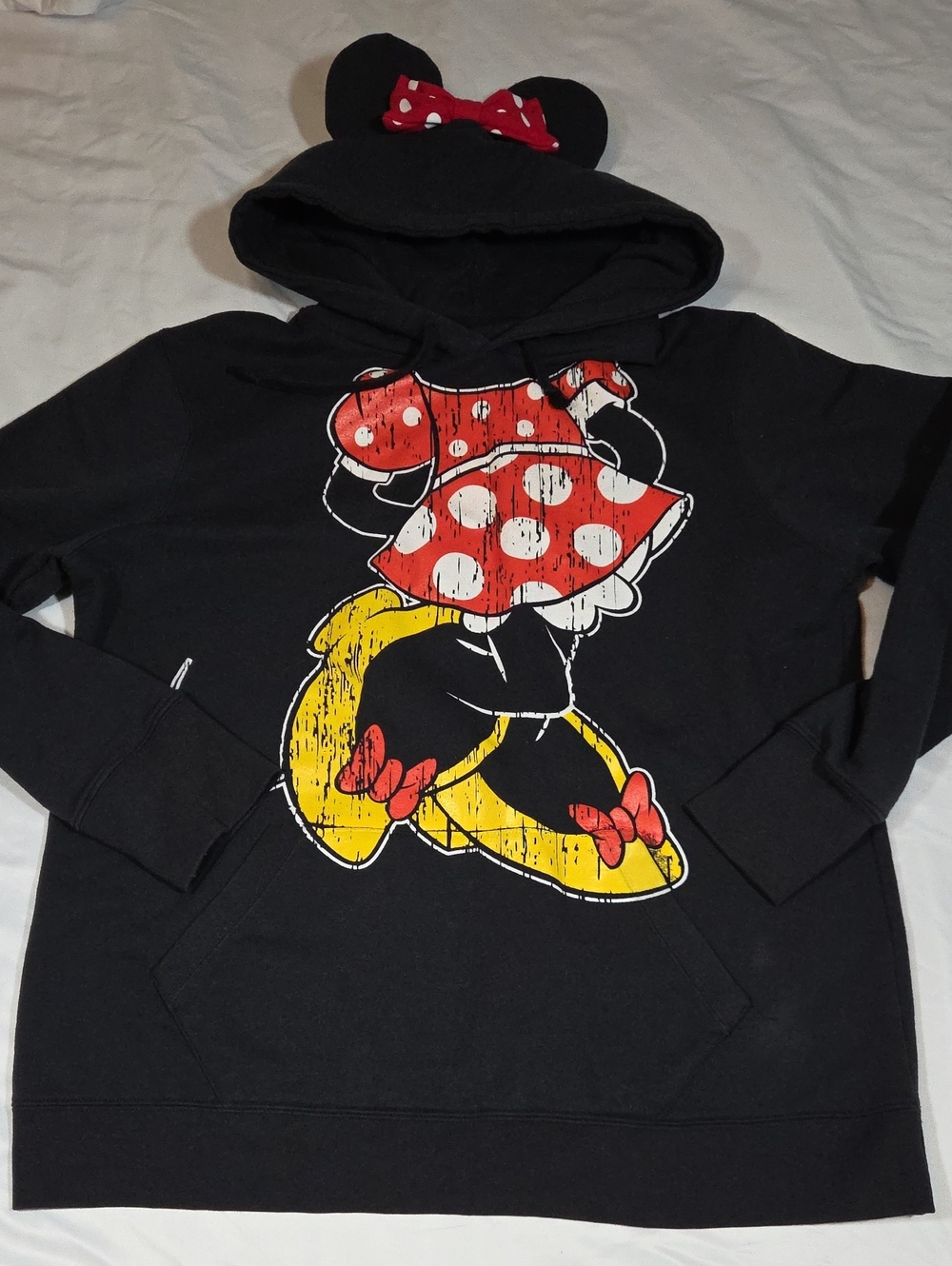 Disney Parks Minnie Mouse Bow Ears Hoodie Pullover Sweater Women’s Sz XXL Black